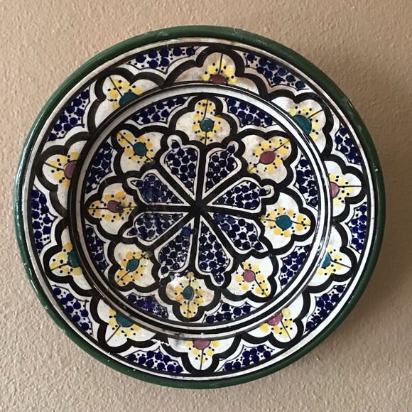 FINAL SALE Vintage Moroccan Art Handmade & Handpainted Wall Decor Plate - Picture 1 of 2